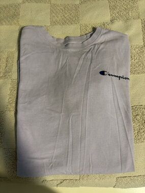 Champion Short-Sleeve Tee in Pale Lavender with Navy Logo